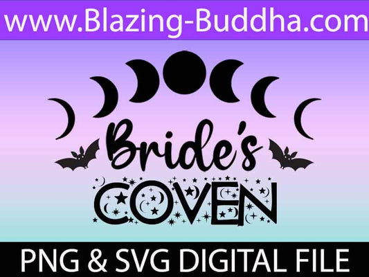 Bride's Coven Bachelorette Hen Party Bats Halloween Witchy Celestial Moon Phase Wedding SVG PNG Digital File INSTANT Download Cricut Crafts