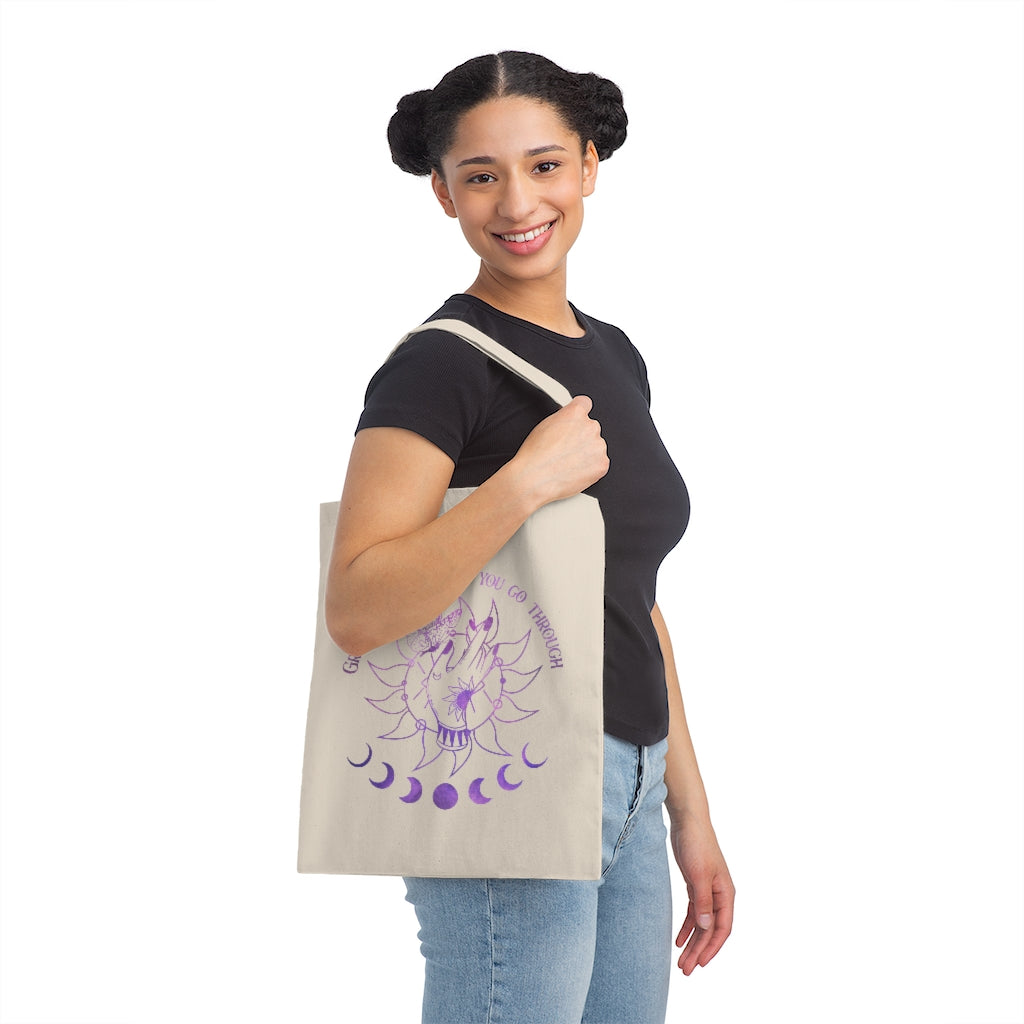 Purple Quatrefoil, Latticework, Trellis, Your Name Tote Bag